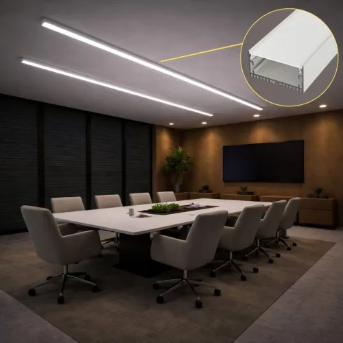 Surface Maxi 2 méteres fehér alumínium LED profil felületi, függesztett és süllyesztett szereléshez