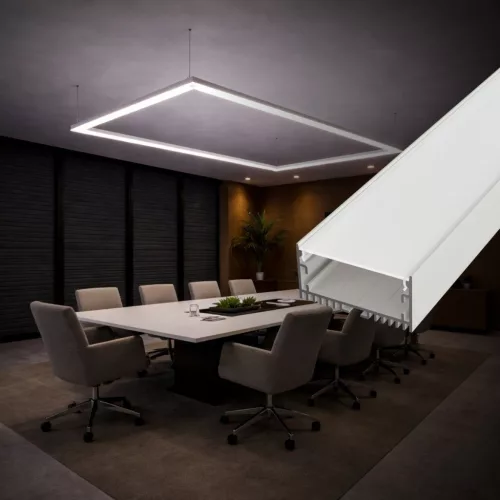 Surface Maxi 2 méteres fehér alumínium LED profil felületi, függesztett és süllyesztett szereléshez