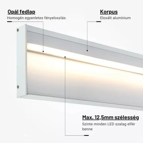 Padlószegély LED profil opál fedővel, eloxált alumínium 2 méter 80x18mm