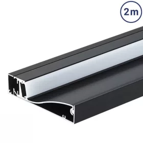   Padlószegély LED profil, fekete, opál fedővel, eloxált alumínium 2 méter 80x18mm