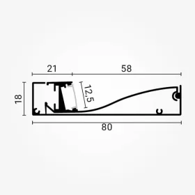   Padlószegély LED profil, fekete, opál fedővel, eloxált alumínium 2 méter 80x18mm