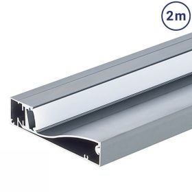   Padlószegély LED profil, metál szürke, opál fedővel, eloxált alumínium 2 méter 80x18mm