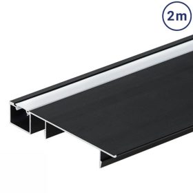   LED szegélyléc profil fekete, opál fedővel, eloxált alumínium 2 méter 77,4x12mm