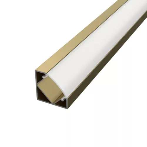 Prémium pezsgő (Champagne) színű sarok alumínium LED profil bútorok megvilágításához