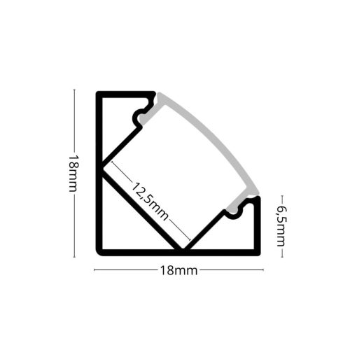 Modern grafit szürke színű sarok alumínium LED profil sötét bútorok megvilágításához