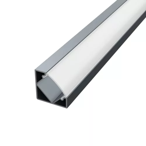 Modern antracit színű sarok alumínium LED profil sötét bútorok megvilágításához