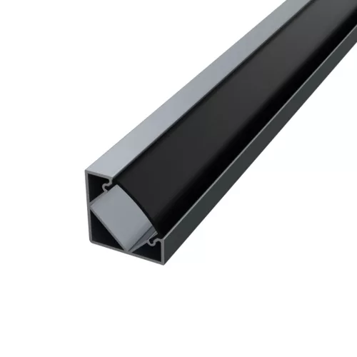 Modern antracit színű sarok alumínium LED profil sötét bútorok megvilágításához
