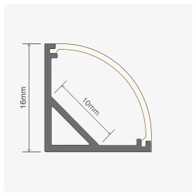   Alumínium sarok LED profil, íves opál burával 2m - fekete
