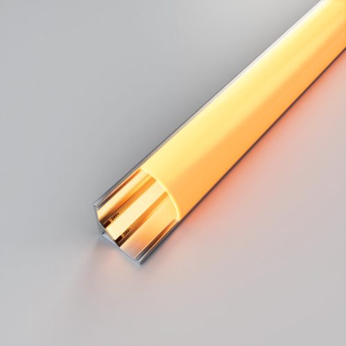 Alumínium sarok LED profil, eloxált, íves opál burával 2m