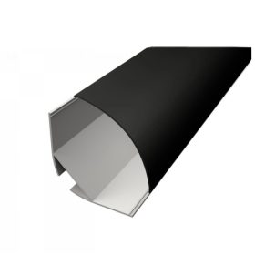   Nagy méretű alumínium sarok LED profil, eloxált, íves fekete opál burával 2m