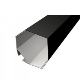   Nagy méretű alumínium sarok LED profil, eloxált, szögletes fekete opál burával 2m