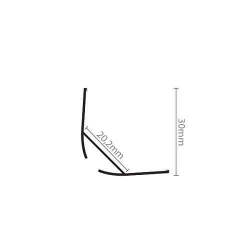 Nagy méretű alumínium sarok LED profil, eloxált, szögletes opál burával 2m