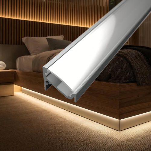 2 méteres alumínium sarok LED profil állítható 30 vagy 60 fokos világítási szöggel, opál fedővel