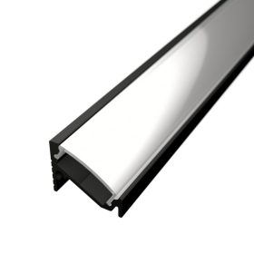 2 méteres fekete alumínium sarok LED profil állítható 30 vagy 60 fokos világítási szöggel, opál fedővel