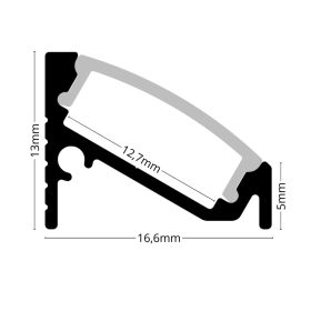 2 méteres fehér alumínium sarok LED profil állítható 30 vagy 60 fokos világítási szöggel, opál fedővel