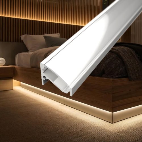 2 méteres fehér alumínium sarok LED profil állítható 30 vagy 60 fokos világítási szöggel, opál fedővel