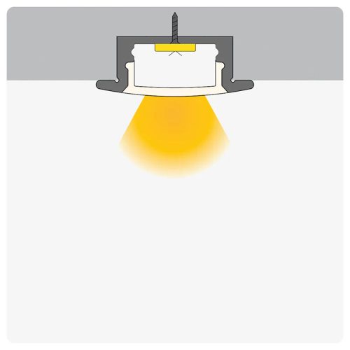 Beépíthető alumínium LED profil LED szalaghoz fekete, fekete burával 2m