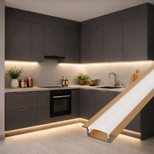 Prémium bronz színű süllyeszthető alumínium LED profil bútorokba és fába