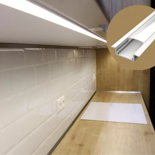 Beépíthető alumínium LED profil LED szalaghoz fehér, opál burával 2m