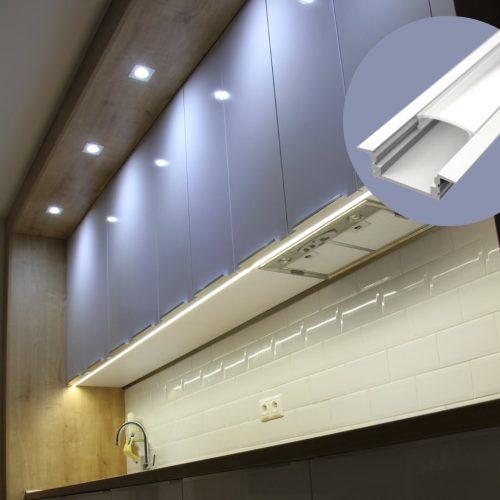 Beépíthető alumínium LED profil LED szalaghoz fehér, opál burával 2m