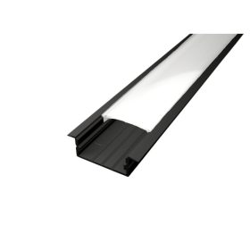   Süllyeszthető LED profil LED világításhoz, fekete eloxált alumínium, opál bura 2m