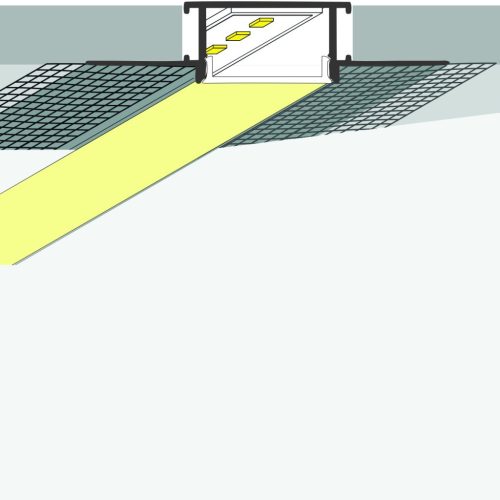 2 méteres glettelhető, süllyeszthető alumínium LED profil falba és mennyezetbe építéshez, rejtett világításhoz.