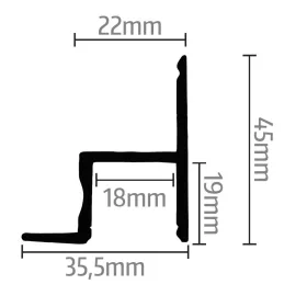   Homlokzatvilágító LED profil álmennyezethez (35.5x45mm) eloxált alumínium opál fedővel