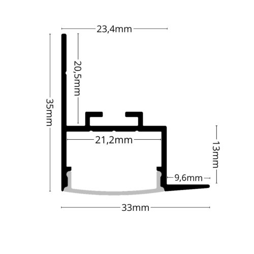 Modern nappali peremvilágítása fali csatlakozó LED profillal kialakítva