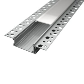   Gipszkartonba süllyeszthető LED profil, R8, ezüst színű, opál fedővel, eloxált, 2 méter