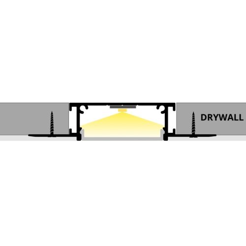 Gipszkartonba süllyeszthető LED profil, R8, ezüst színű, opál fedővel, eloxált, 2 méter