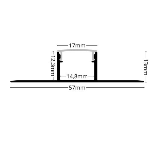 Eloxált ezüst alumínium LED profil kifejezetten hidegburkolathoz és csempékhez opál burával, 17x13mm