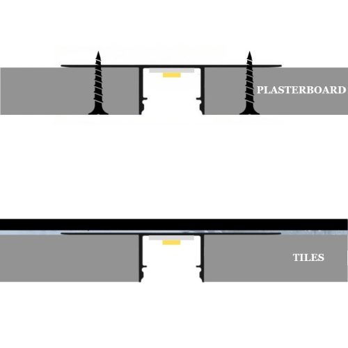 Eloxált ezüst alumínium LED profil kifejezetten hidegburkolathoz és csempékhez opál burával, 17x13mm