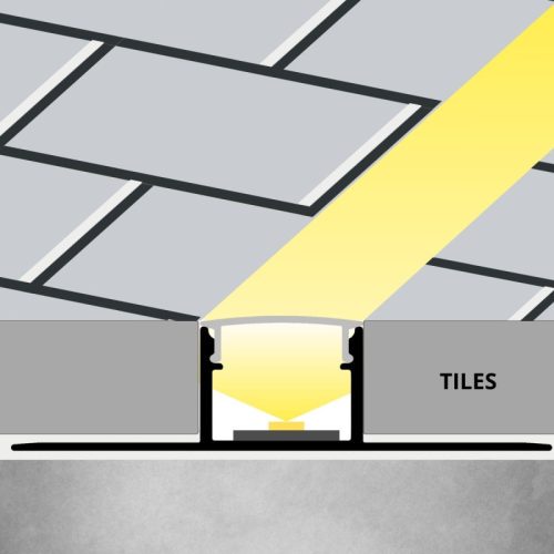 Eloxált ezüst alumínium LED profil kifejezetten hidegburkolathoz és csempékhez opál burával, 17x13mm