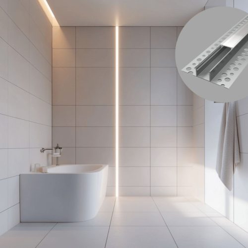 Eloxált ezüst alumínium LED profil kifejezetten hidegburkolathoz és csempékhez opál burával, 17x13mm