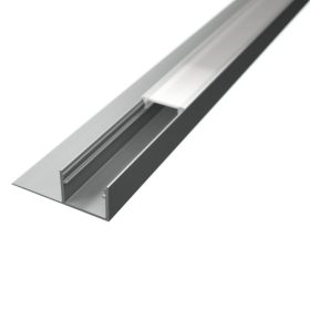 Ezüst színű alumínium LED profil csempe és járólap burkolatba, opál fedővel (2 méter)