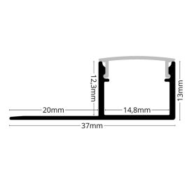 Ezüst színű alumínium LED profil csempe és járólap burkolatba, opál fedővel (2 méter)