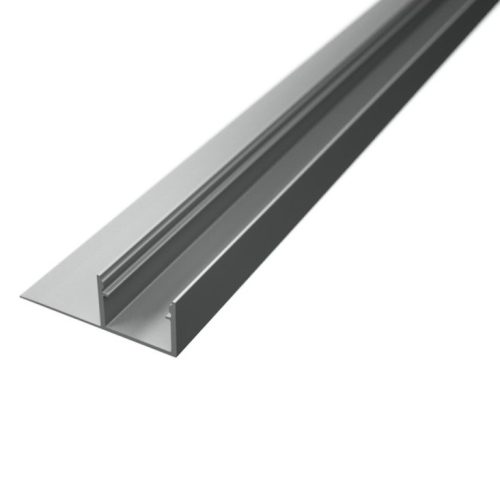 Ezüst színű alumínium LED profil csempe és járólap burkolatba, opál fedővel (2 méter)