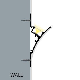 Falra csavarozható és glettelhető alumínium LED profil 2 méteres hosszban, mennyezetvilágításhoz