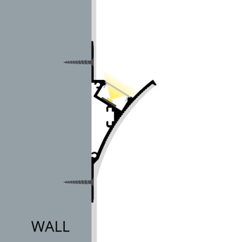 Falra csavarozható és glettelhető alumínium LED profil 2 méteres hosszban, mennyezetvilágításhoz