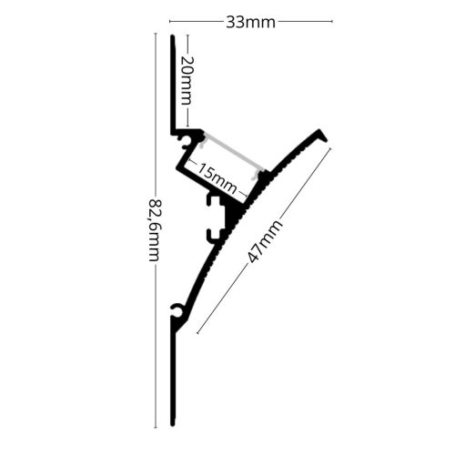 Falra csavarozható és glettelhető alumínium LED profil 2 méteres hosszban, mennyezetvilágításhoz
