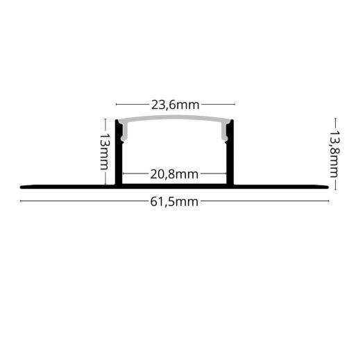 Eloxált ezüst alumínium LED profil kifejezetten hidegburkolathoz és csempékhez opál burával, 17x13mm