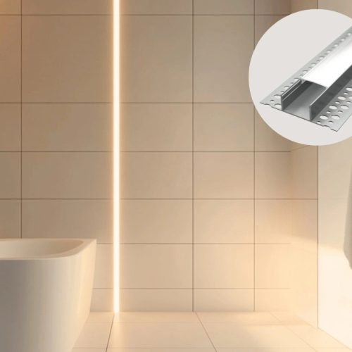 Eloxált ezüst alumínium LED profil kifejezetten hidegburkolathoz és csempékhez opál burával, 17x13mm