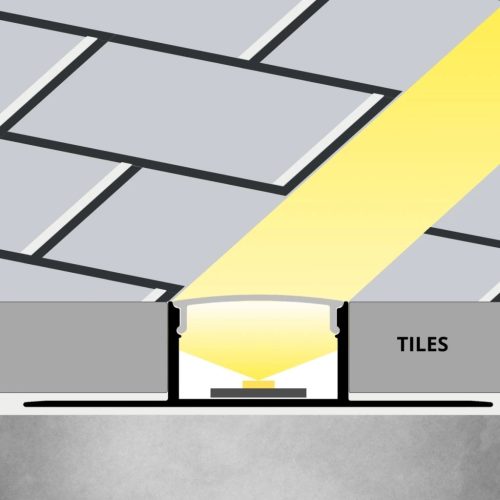 Eloxált ezüst alumínium LED profil kifejezetten hidegburkolathoz és csempékhez opál burával, 17x13mm