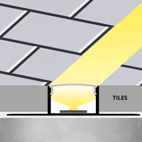 Eloxált ezüst alumínium LED profil kifejezetten hidegburkolathoz és csempékhez opál burával, 17x13mm