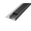 Széles alumínium LED profil csempe és járólap burkolatba, fekete fedővel (2 méter)
