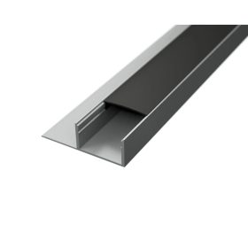 Széles alumínium LED profil csempe és járólap burkolatba, fekete fedővel (2 méter)