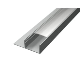 Széles alumínium LED profil csempe és járólap burkolatba, átlátszó fedővel (2 méter)