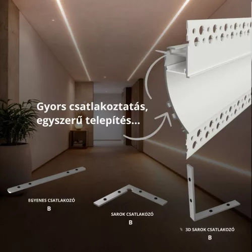 Keret nélküli süllyesztett LED világítás falba és mennyezetbe építve, fehér színű