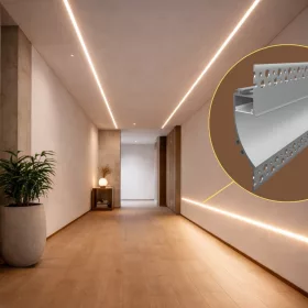 Keret nélküli süllyesztett LED világítás falba és mennyezetbe építve, ezüst színű