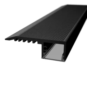 STAIRS alumínium LED profil lépcsőélre szerelve, lefelé irányuló biztonsági fénnyel, fekete szín